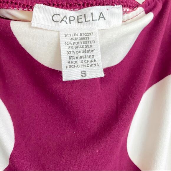 Capella Burgundy Polka Dot Cropped Leg Jumpsuit Size Medium - Picture 7 of 10